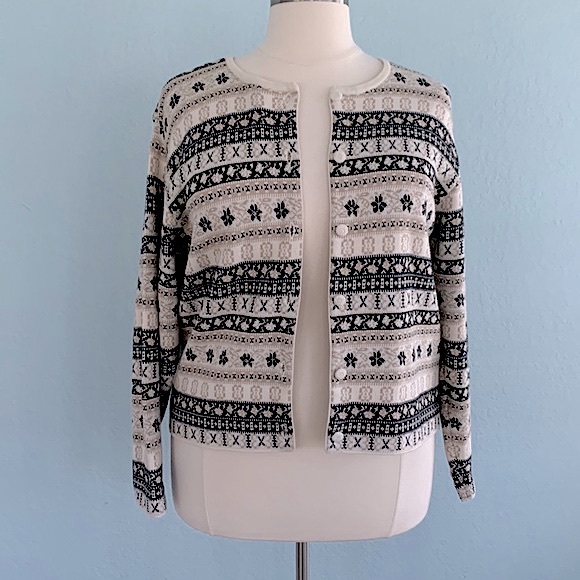 Talbots Cotton Fair Isle Cardigan - Picture 1 of 9